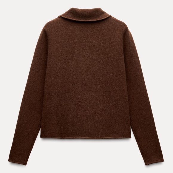 Zara chocolate brown 100% wool cardigan NWT - Picture 9 of 10